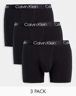 Calvin Klein Structure Cotton 3 Pack Boxer Brief In Black For Men