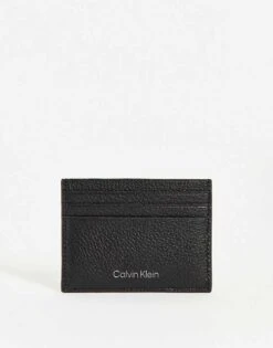 Calvin Klein Leather Cardholder In Black For Men