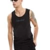 Calvin Klein Centre Logo Racerback Vest In Black For Men