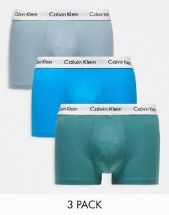 Calvin Klein Low Rise Cotton Stretch Trunks 3 Pack In Multi For Men