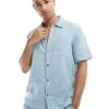 Calvin Klein Pure Textured Sleep Shirt In Baby Blue For Men