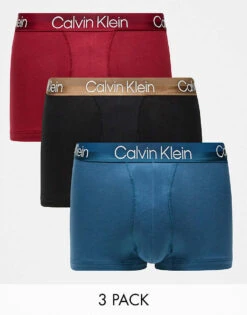 Calvin Klein Modern Structure Cotton Trunks 3 Pack In Multi For Men