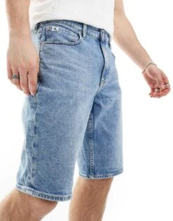 Calvin Klein Jeans Regular Denim Shorts In Light Wash For Men Denim Light