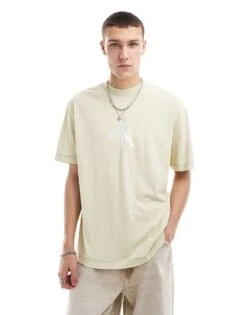 Calvin Klein Jeans Archival Monologo T-shirt In Green For Men Green Haze