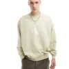 Calvin Klein Jeans Archival Monologo Crew Neck Sweatshirt In Beige For Men