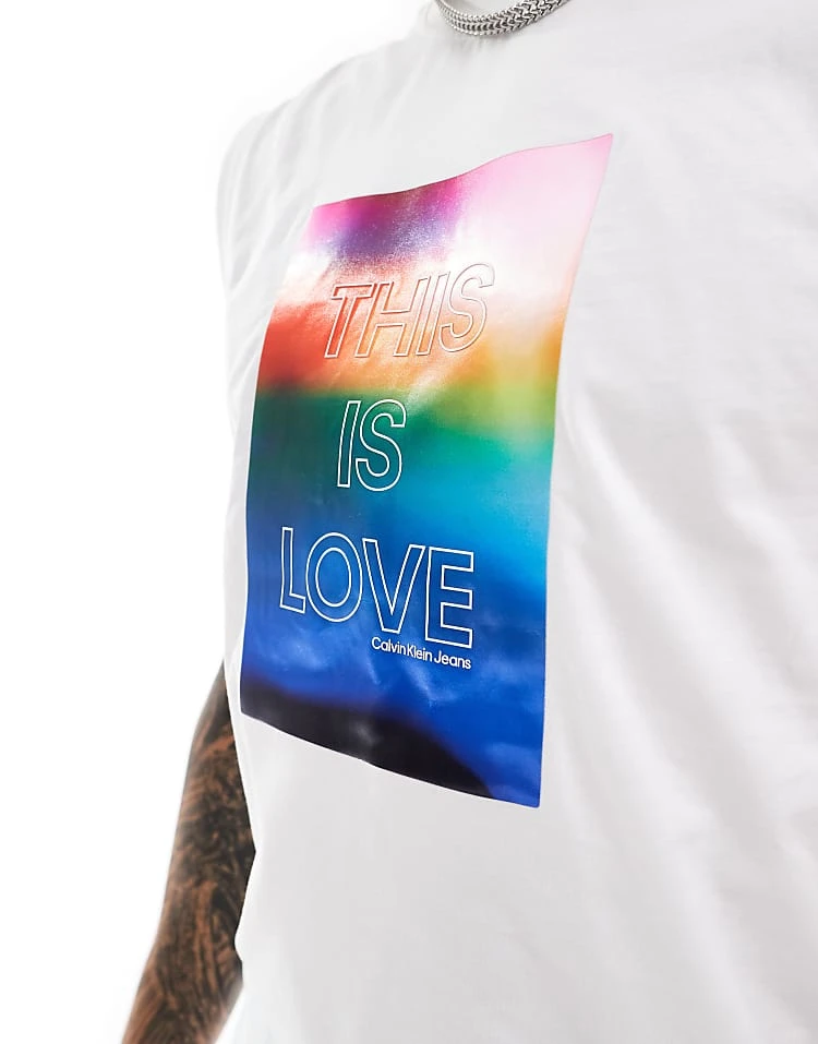 Calvin Klein Jeans Pride Unisex Graphic Vest Top In White For Unisex - Image 3