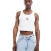 Calvin Klein Jeans Pride Monologo Tank Top In White For Men Bright White
