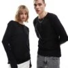 Calvin Klein Jeans Sheer Rib Henley Tee In Black - ASOS Exclusive For Unisex Ck Black