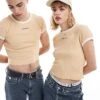 Calvin Klein Jeans Baby Ringer Tee In Beige - ASOS Exclusive For Unisex Cream Peach