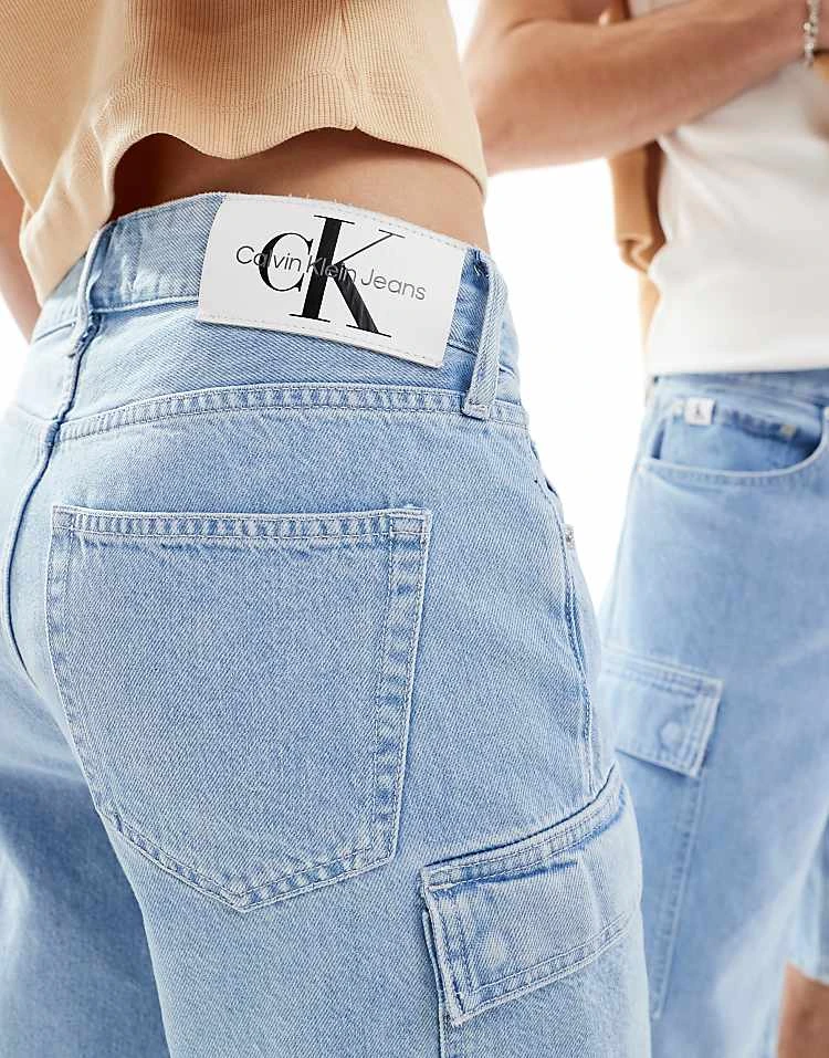 Calvin Klein Jeans 90s Cargo Skater Shorts In Light Wash - ASOS Exclusive For Unisex - Image 2