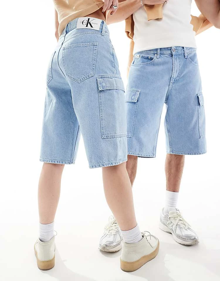 Calvin Klein Jeans 90s Cargo Skater Shorts In Light Wash - ASOS Exclusive For Unisex - Image 3