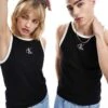 Calvin Klein Jeans Monologo Ringer Tank In Black - ASOS Exclusive For Unisex Ck Black