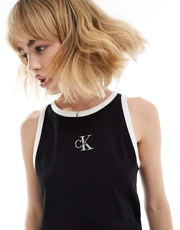 Calvin Klein Jeans Monologo Ringer Tank In Black - ASOS Exclusive For Unisex Ck Black - Image 4