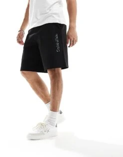 Calvin Klein Shadow Embossed Logo Jersey Shorts In Black For Men Ck Black