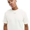 Calvin Klein Central Logo T-shirt In White For Men Vanilla Ice
