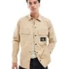 Calvin Klein Jeans Cargo Overshirt In Beige For Men Travertine