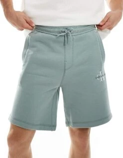 Calvin Klein Jeans Jersey Shorts In Slate Grey For Men Slate Gray