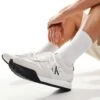 Calvin Klein Jeans Logo Runner Trainers In White For Men Bright White/black