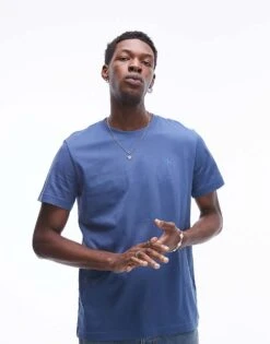 Calvin Klein Jeans Monologo Textured Back Print T-shirt In Mid Blue For Men Blue Coast