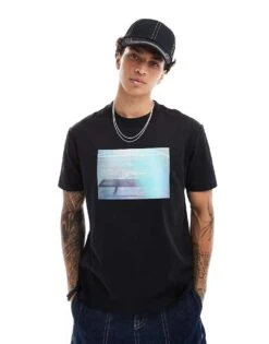 Calvin Klein Jeans Graphic T-shirt In Black For Men Ck Black