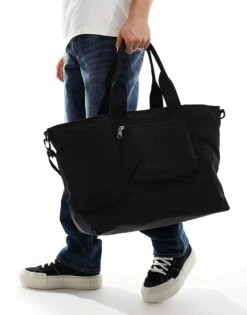 Calvin Klein Jeans Large Nylon Tote Bag In Black For Men