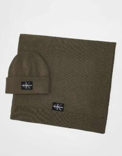 Calvin Klein Jeans Beanie & Scarf Gift Set In Brown For Men Falcon