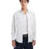 Calvin Klein Jeans Stripe Shirt In Light Blue For Men White Blue Stripe