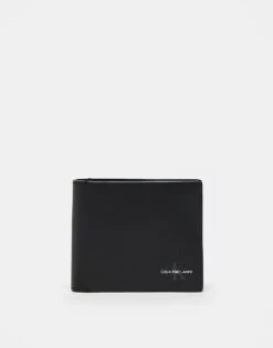 Calvin Klein Jeans Monogram Bifold Wallet In Black For Men