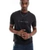 Calvin Klein Jeans Chenille Monologo T-shirt In Black For Men Ck Black