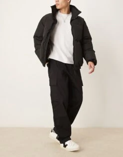 Calvin Klein Jeans Straight Leg Cargo Trousers In Black For Men Ck Black