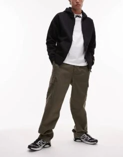 Calvin Klein Jeans Straight Leg Cargo Trousers In Brown For Men Tarmac