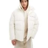 Calvin Klein Jeans Chenille Monologo Puffer In White For Men Ivory