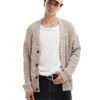 Calvin Klein Jeans Woven Label Cardigan In Mauve For Men Goat