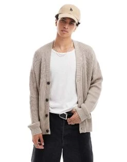 Calvin Klein Jeans Woven Label Cardigan In Mauve For Men Goat