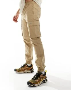 Calvin Klein Jeans Slim Cargo Trousers In Beige For Men Travertine