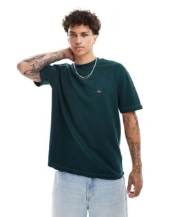 Calvin Klein Jeans Waffle Woven Label Relaxed T-shirt In Dark Green For Men Ponderosa Pine