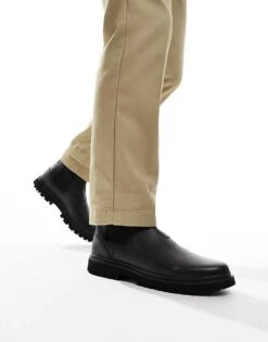 Calvin Klein Jeans Eva Mid Leather Chelsea Boots In Black For Men Triple Black