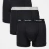 Calvin Klein Cotton Stretch 3 Pack Boxer Briefs In Black With Navy/grey/black Waistbands For Men
