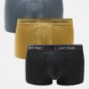 Calvin Klein Micro Stretch 3 Pack Low Rise Trunk In Blue/khaki/black For Men Multi