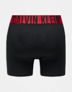 Calvin Klein Intense Power 3 Pack Boxer Brief With Red Logo Waistband In Black For Men