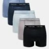 Calvin Klein Cotton Stretch 5 Pack Trunk In Blue/neutral For Men Multi