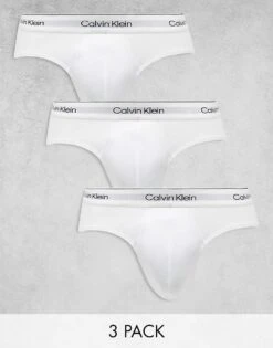 Calvin Klein Modern Cotton 3 Pack Hip Brief In White For Men