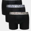 Calvin Klein Steel 3 Pack Boxer Brief With Silver Waistbands In Black For Men