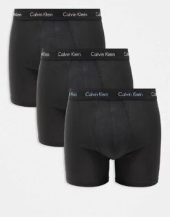 Calvin Klein Cotton Stretch 3 Pack Boxer Brief In Black For Men