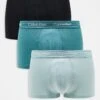 Calvin Klein Cotton Stretch 3 Pack Low Rise Trunk In Green For Men Multi