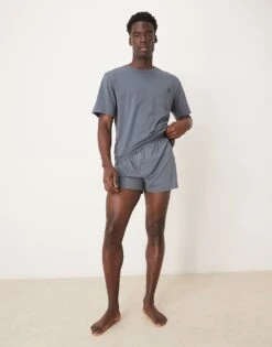 Calvin Klein Modern Cotton T-shirt/boxer Lounge Set In Blue Grey For Men