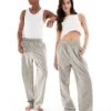 Calvin Klein Unisex Cotton Poplin Sleep Pant In Khaki Stripe For Unisex