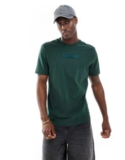 Calvin Klein Embroidered Logo T-shirt In Mid Green For Men