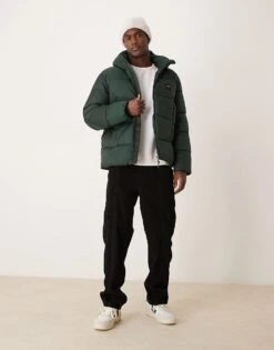 Calvin Klein Hooded Quilt Puffer Jacket In Mid Green For Men