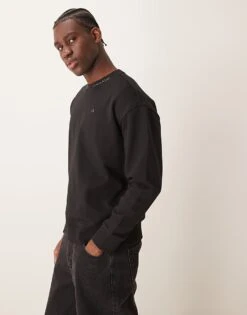 Calvin Klein Neck Logo Sweatshirt In Black For Men Ck Black